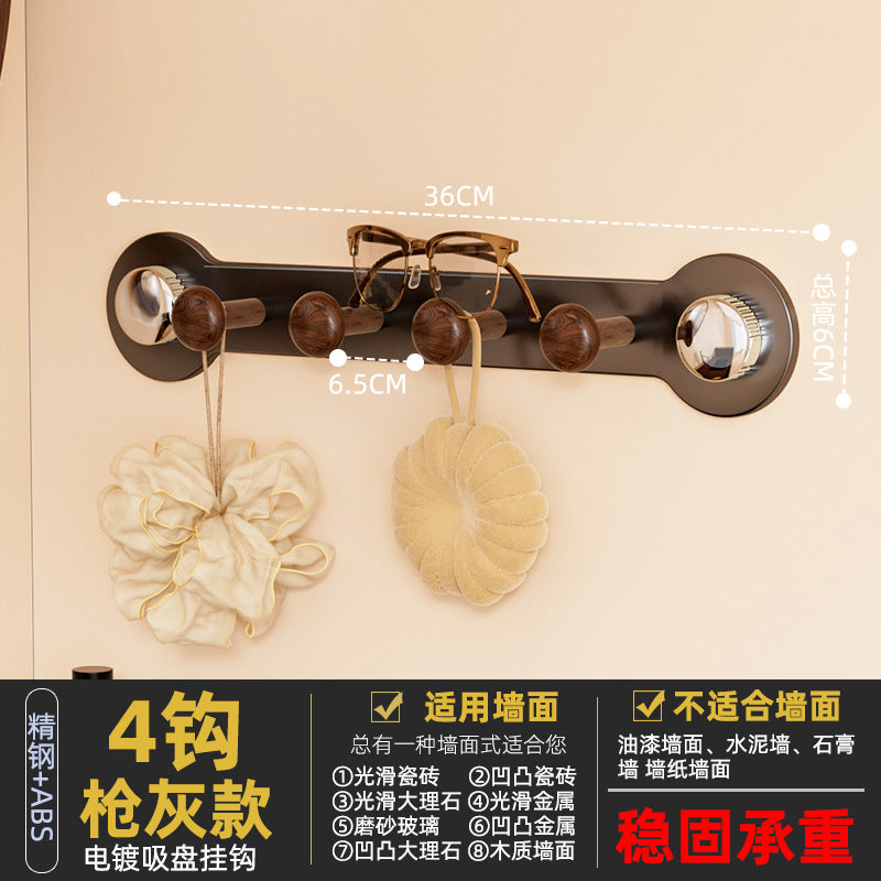 Behind-the-door suction cup hanger, bedroom suction cup hook, high-end retro wood grain strong double suction cup door organizer