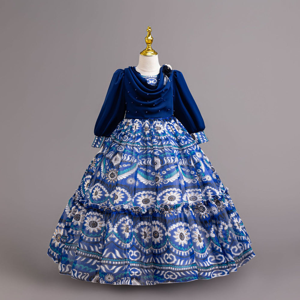 chiffon kids dress holiday banquet classy long sleeves pastoral style dresskids dresses
