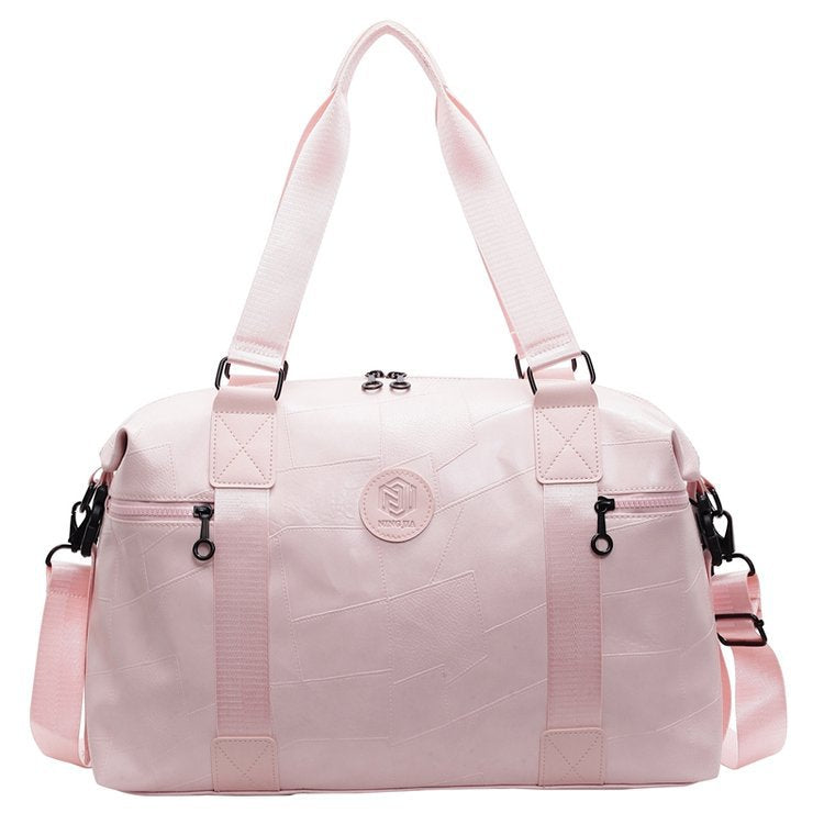 New soft leather texture travel bag large capacity lightweight portable duffel bag dry and wet separation fashionable yoga fitness bag