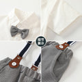 summer gentleman's kids' outfit: preppy style short-sleeve shirt and overalls two-piece set - wholesale for boys