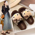 Thick sole furry slippers for women outwear2025 autumn winternew arrival lamb furry internet celebrity home one-line cotton slippers