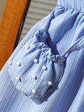 hot-selling  export: new trendy flared sleeve beaded bubble double-layer collar dress with matching bag two-piece set