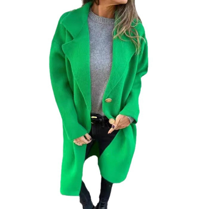 2024 new amazon women's fall/winter lapel long sleeve casual wool blend coat