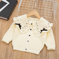 Sweatertwo-piece set5girlswearknittingsuit skirt baby girl lapel pearl cardiganoutwearlong sleevesk-style children's clothing