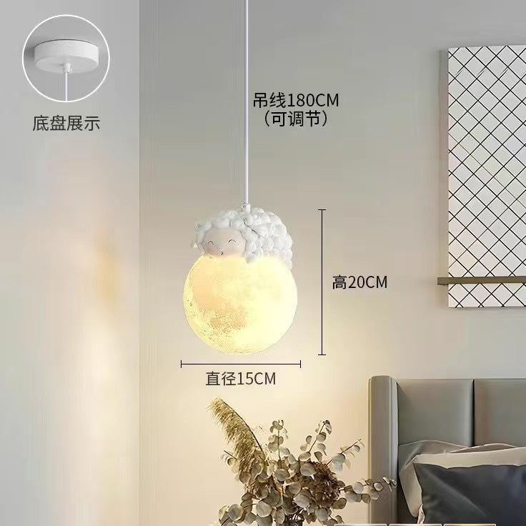 Modern minimalist panda cream style pendant light - three-light luxury dining table, dining room, bedroom cute ambiance pumpkin small pendant lamp