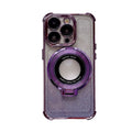 Magnetic magnifying glass stand compatible iphone 17 pro case, apple 16 glitter four-corner airbag shockproof cover