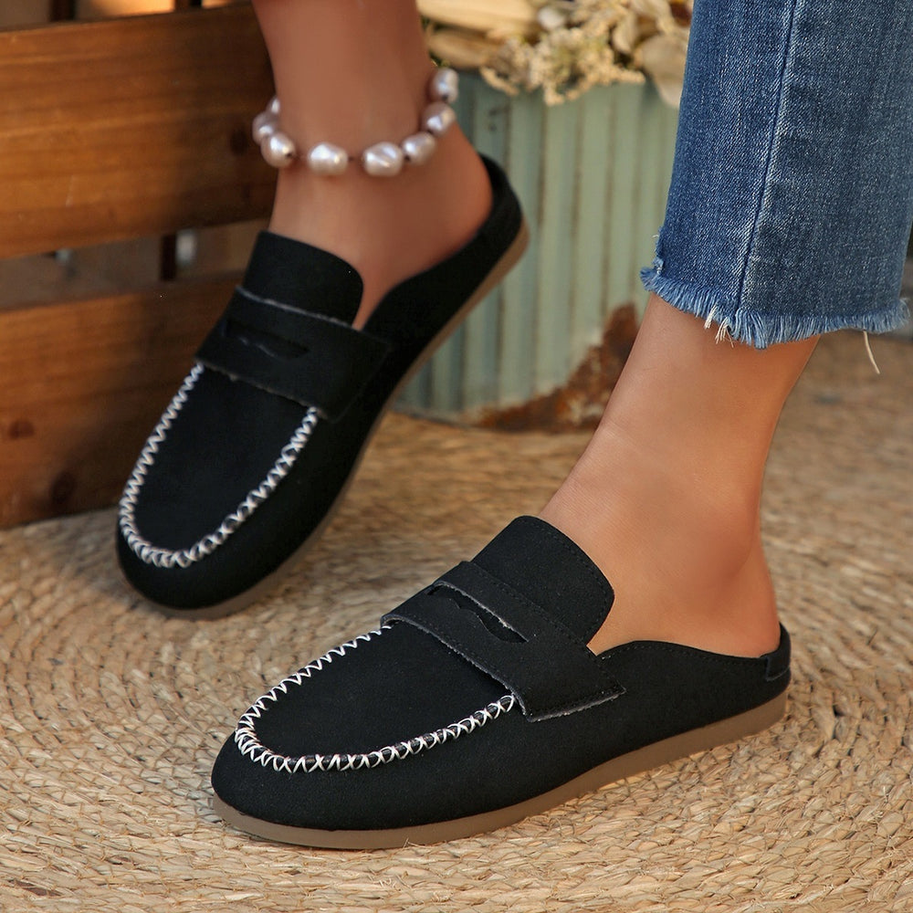 Exportplus size spring bean shoes flats slippers one-leg exportplus size lazy half slippers wholesale