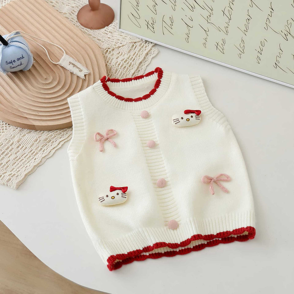Girlknittingvestkt catknitting shirtvest layering new arrivalkids little girl sweaterwaistcoat vest
