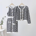 spring/autumn european and american chic tweed-style button-down cardigan and bodycon mini skirt knit two-piece set