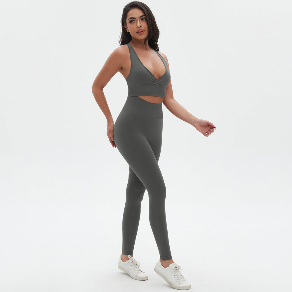 European and american seamless yoga outfit sexy backless sports bra set peach lift tight breathable running fitness set
