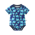 Short-sleeve crawling blue dinosaur [100% cotton]