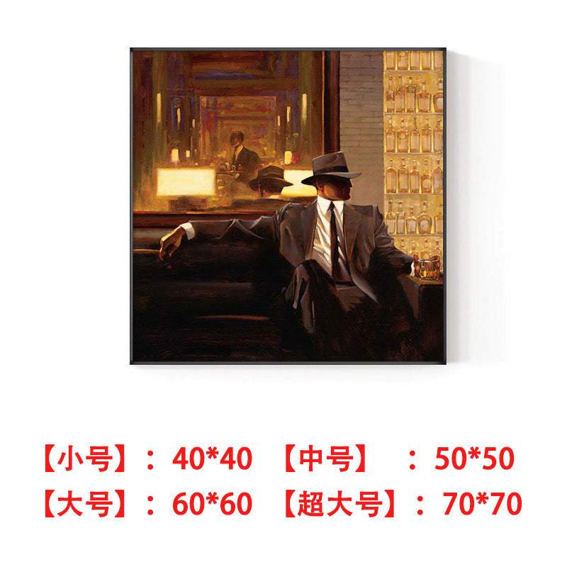 Bar decorative painting industrial style retro nostalgic beautiful woman oil painting box sofa background wall western restaurant red wine hanging painting