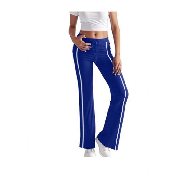 cross-border  women's solid color fashion drawstring elastic waist wide leg pants - activewear & casual trousers