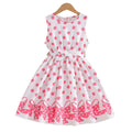 summer girls' sleeveless sundress - pink polka dot bow print with belted waist