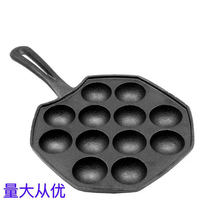 Cast iron octopus balls pot roasting pan frying pan uncoated non-stick pan shrimp egg fish ball mold breakfast mini