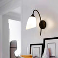 Minimalist iron curved arm wall lamp - bedroom bedside reading light, hotel guest room corridor, home improvement project wall sconce