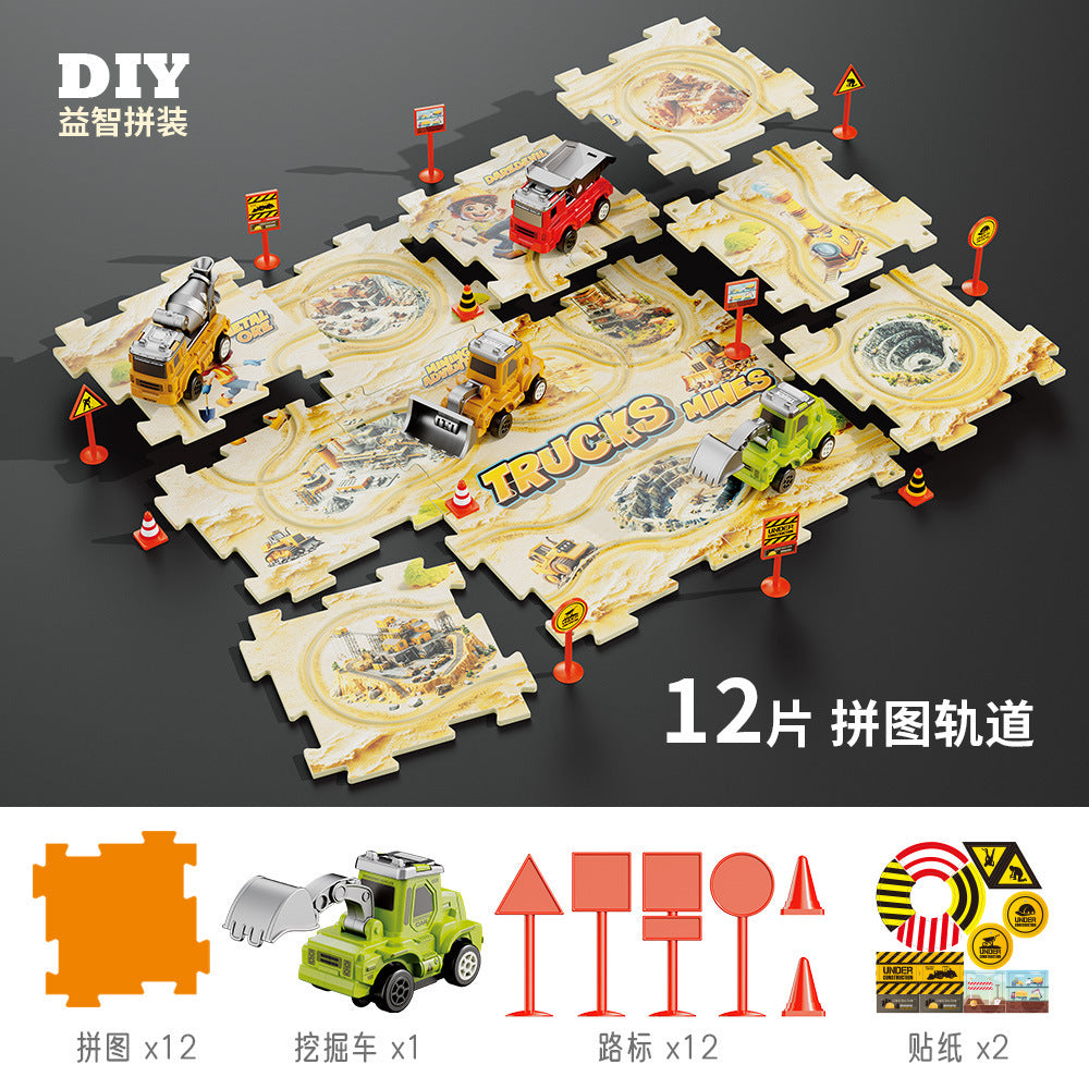 children's diy multifunctional electric vehicle educational toy for boys ages 3-6, construction vehicle model puzzle track car