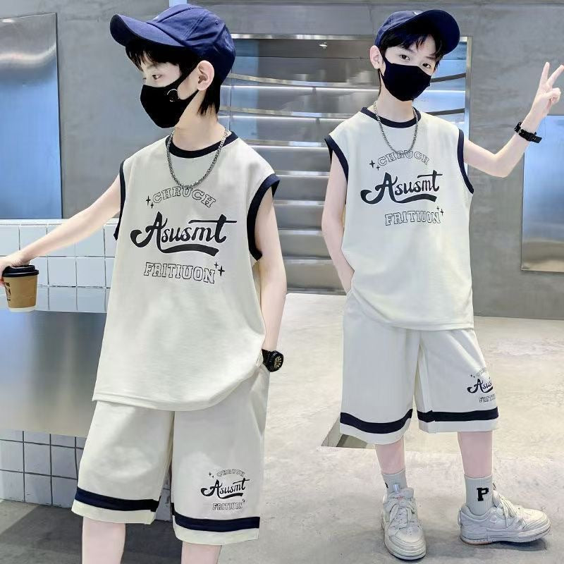 Boys' outfit:  summer new korean style sleeveless t-shirt and basketball casual two-piece set for boys