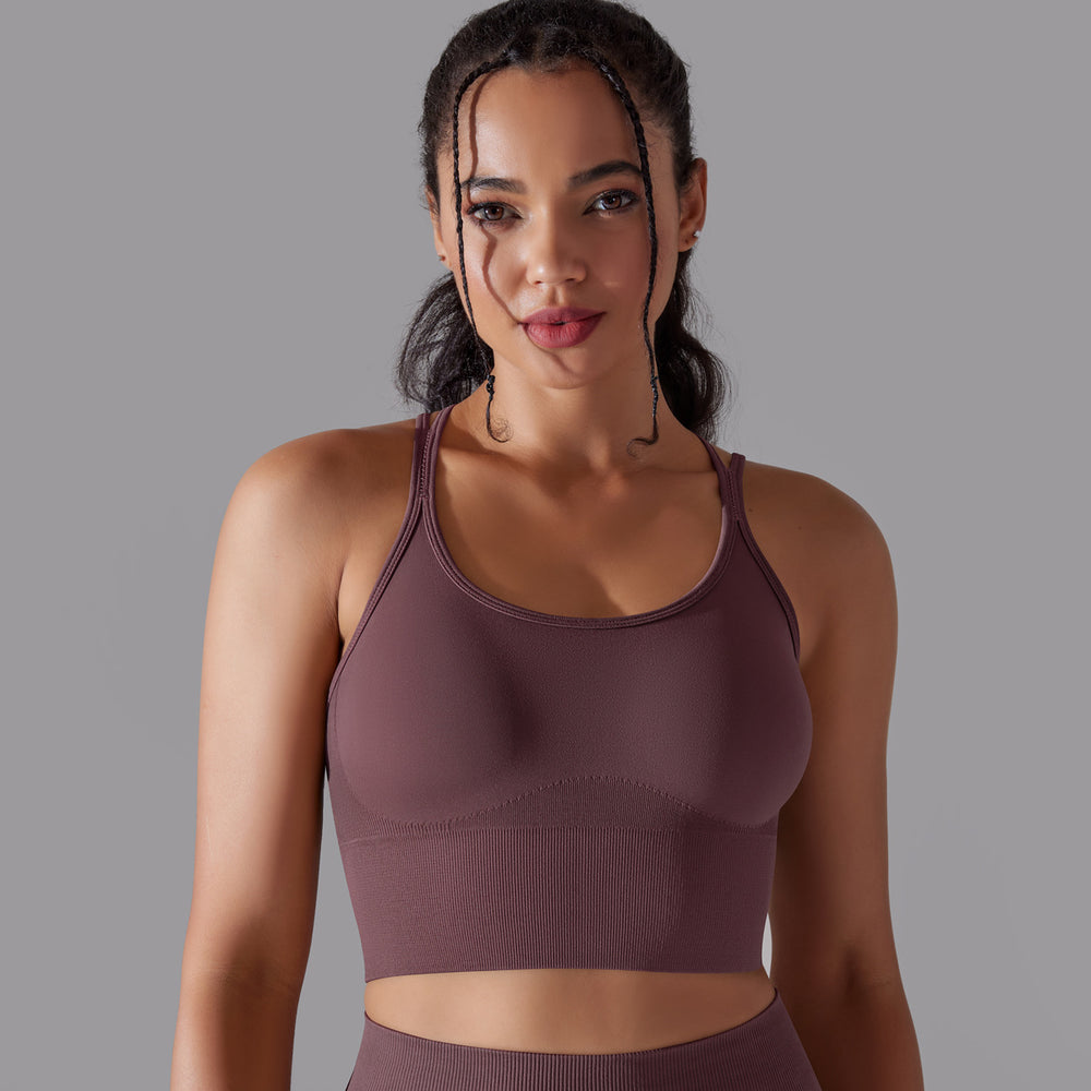 European and american new sexy backless sports bra for women, shockproof push-up yoga bra, quick-drying breathable fitness tank top