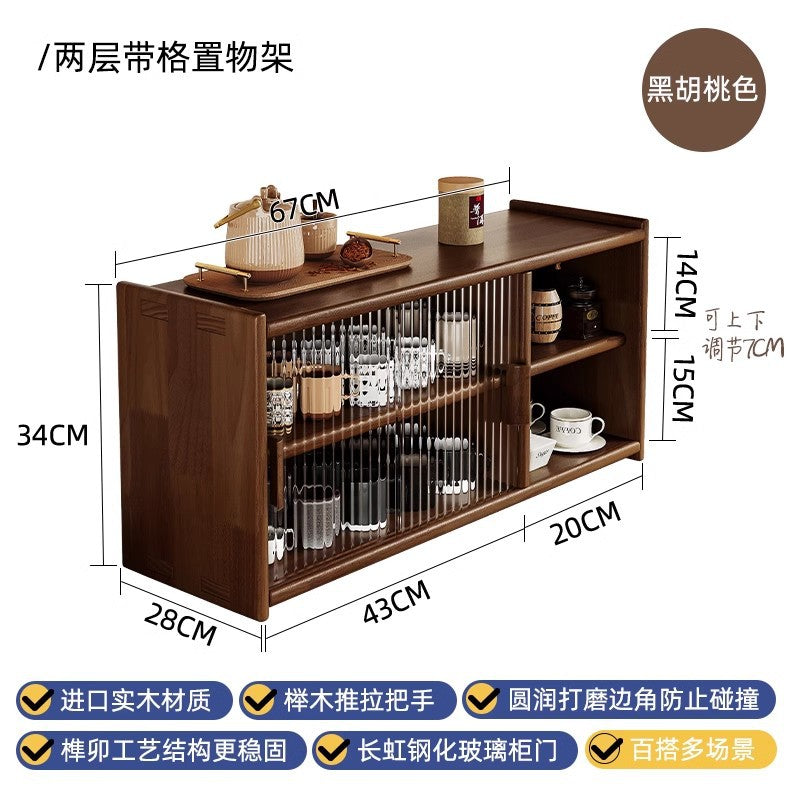 Solid wood bay window cabinet storage locker household balcony renovation window sill antique bookshelf Japanese dust-proof bookcase