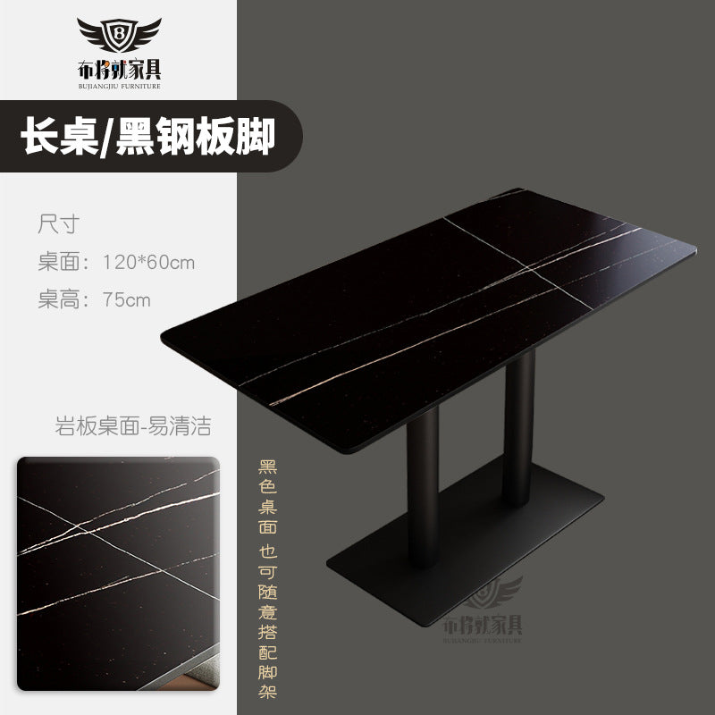 Bar table and chair combination, rock slab canteen dining table, commercial milk tea shop long table, reception and negotiation, cafe small round table