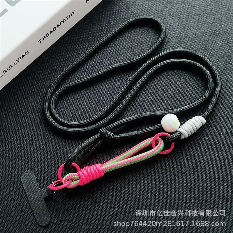 New arrival adjustable hanging neck long braided rope multi-functional wrist patchwork rope k-styletrendy color ball outdoor anti-lost