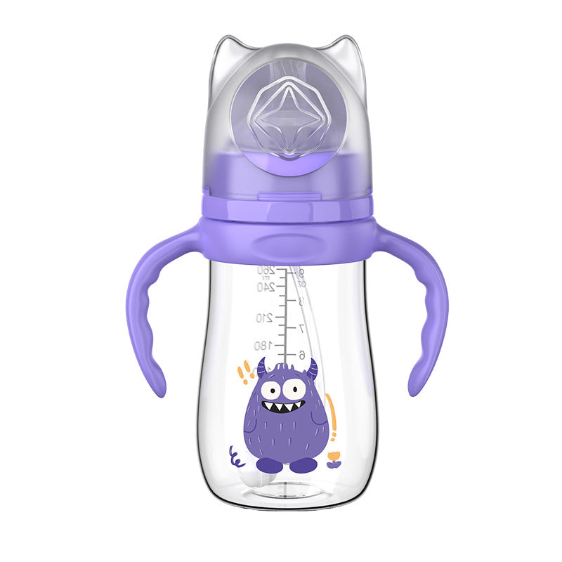 English boxed baby bottle anti-drop and leak-proof wide diameter pp bottle with handle anti-choking and anti-flatulence bottle wholesale