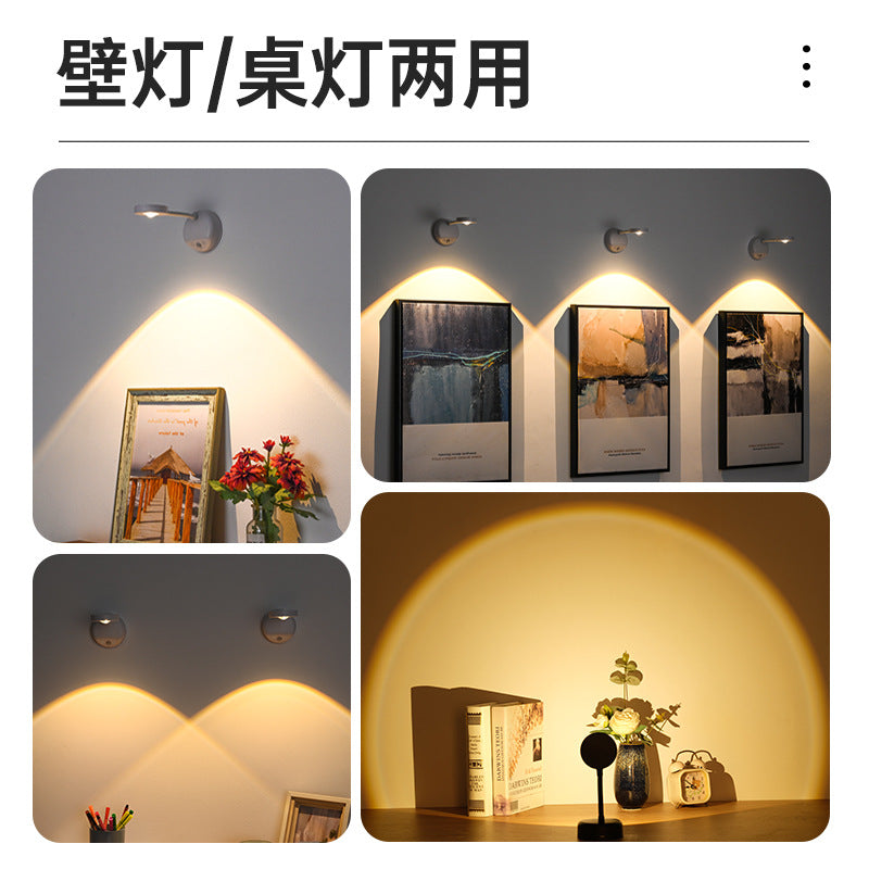 new arrival intelligent human body sensor spotlight led rechargeable wiring-free indoor remote control wall light photo light