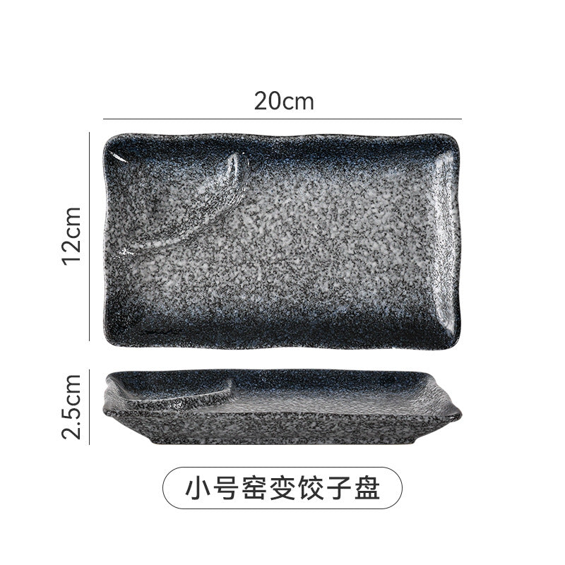 Sushi plate rectangular flat plate japanese ceramic tableware for homedumpling plate compartment plate creative western food plate dessert plate