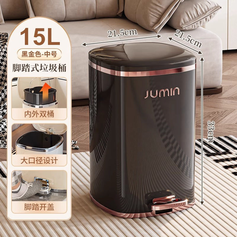 Luxury trash can - large, step-on, lidged - perfect for home, living room, kitchen, bedroom, and bathroom. plastic storage bin