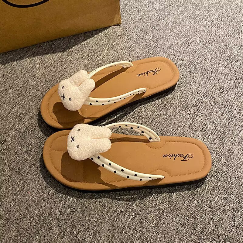 Flip-flops new arrival summer girl high-looking cute rabbit cartoon polka dot slippers non-slip lightweight flip-flops wholesale