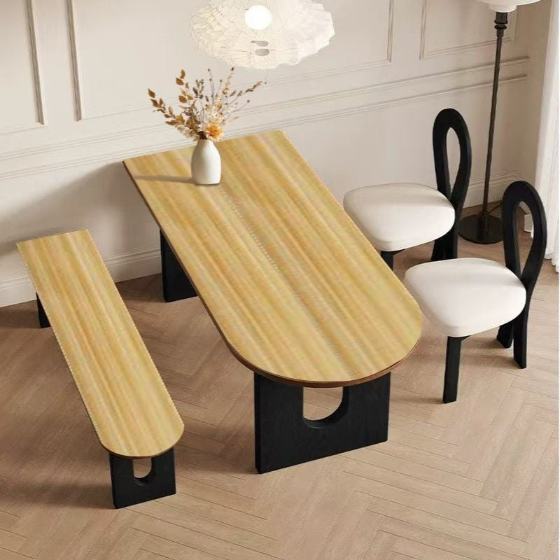 French medieval style solid wood island dining table and chairs for home small apartment wall-mounted semi-circular dining table negotiation reception long table