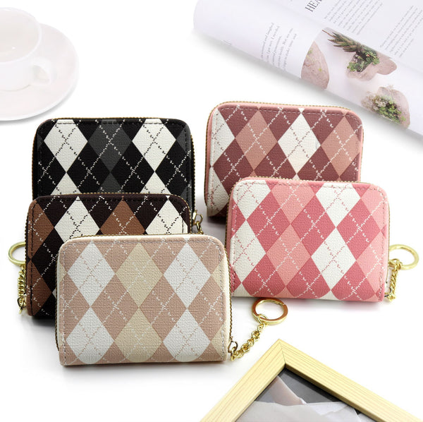 Plaid color matching organ card bag female Korean version contrasting color wallet multi-card ID bag card holder student change bag