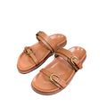 Spanish summer new arrival: women's black buckle-back open-toe sandals - breathable, round-toe, fashionable flat sandals