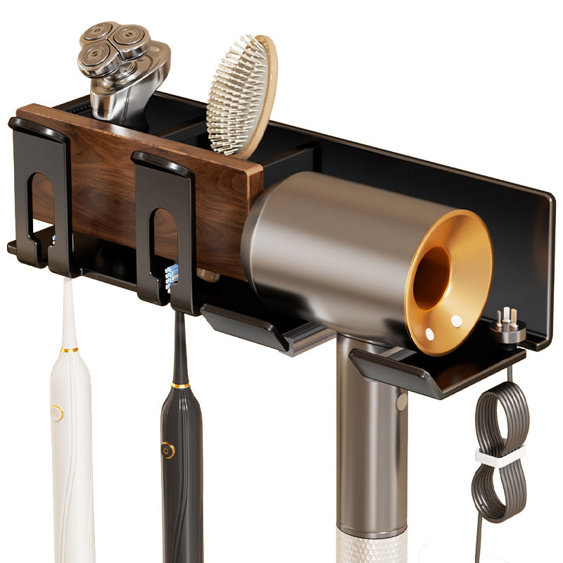 Walnut Hair dryer Shelf No punching toilet Toothbrush holder Storage Hair dryer holder Bathroom hanger