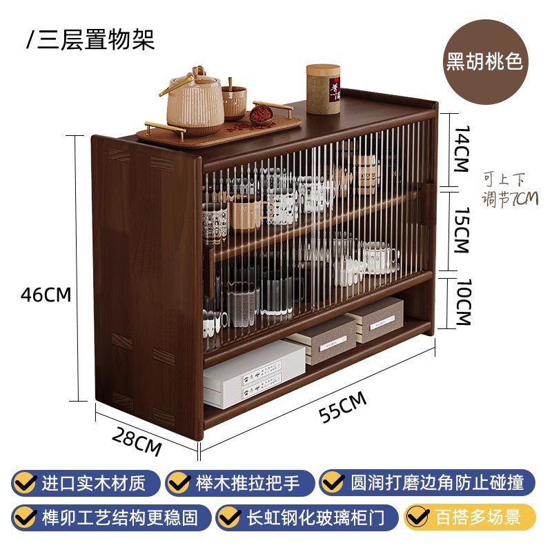 Solid wood bay window cabinet storage locker household balcony renovation window sill antique bookshelf Japanese dust-proof bookcase