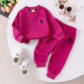 Amazon cross-border european and american girls' outfit: solid color knitted ribbed long-sleeve sweatshirt and sweatpants two-piece set for toddlers and young children