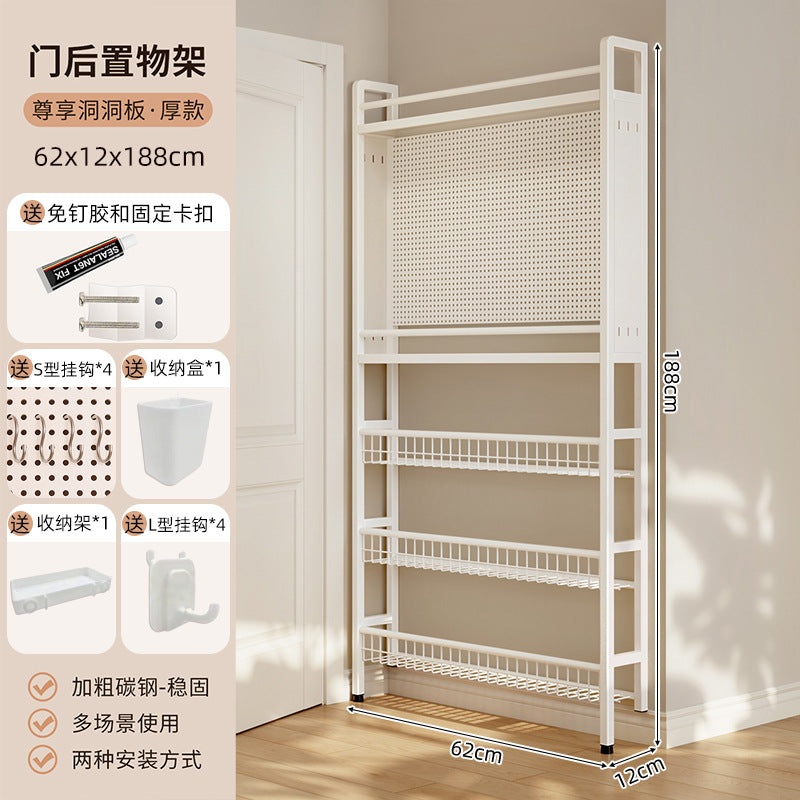 Behind the door shelf wrought iron ultra-thin bookshelf floor-to-ceiling children's simple extremely narrow crack wall wall hanging household storage cabinet