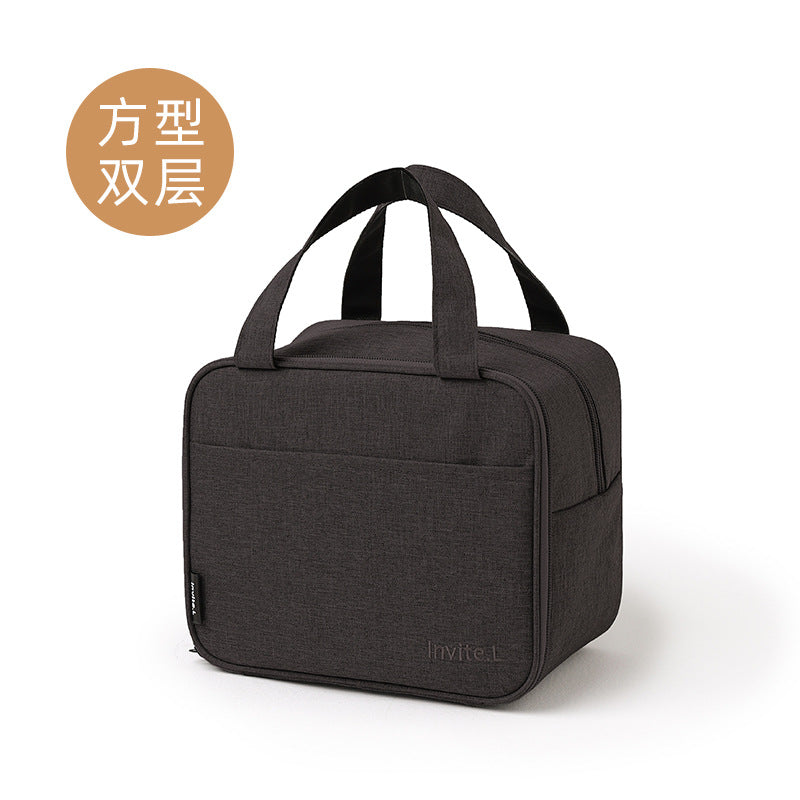 Bento bag, thermal insulation bag, double-layer lunch box, handbag, aluminum foil thickened large bag with rice bag, office worker lunch box bag.