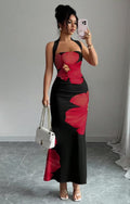 Ready-to-ship european and american  cross-border women's summer new arrival: elegant and sexy halter neck bodycon printed dress