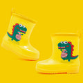 Kids' fashion waterproof warm rain boots - cute cartoon dinosaur design, non-slip, drawstring closure, all-season rain boots for boys and girls
