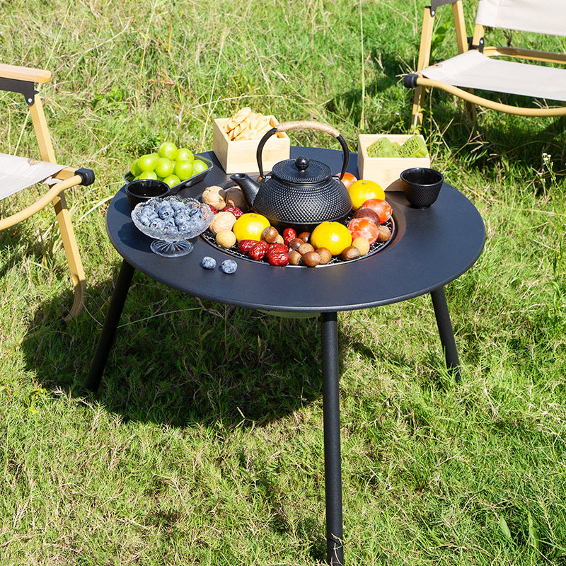 Outdoor bbq grill & tea brewing set - portable, detachable, smokeless patio bbq table - electric & charcoal dual-use grill