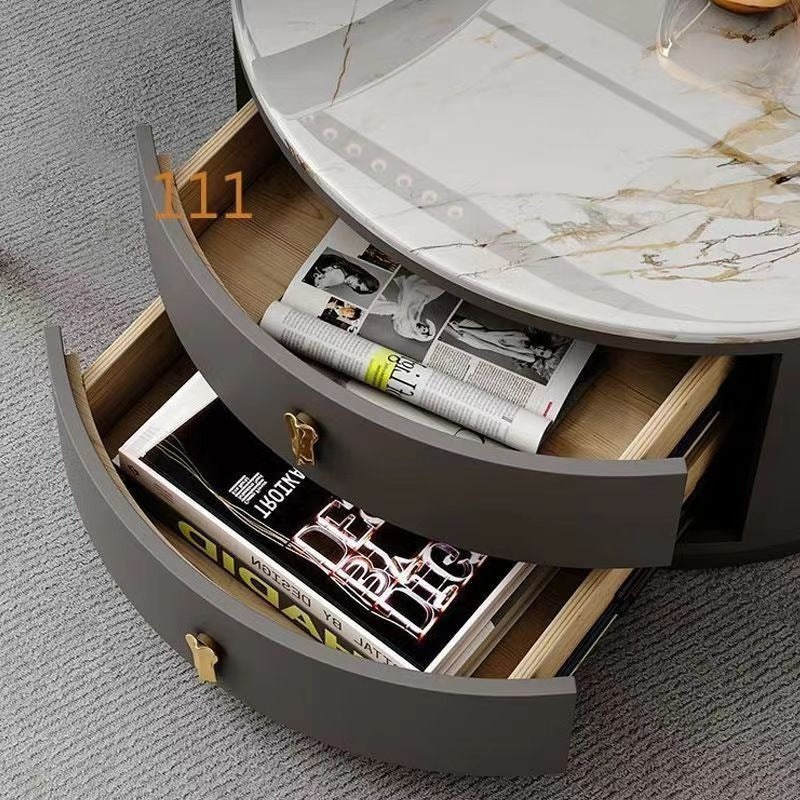 New arrivalaccessible luxury coffee table living room for homecasual modern small apartment classy table round slate popular retractable