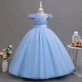 Ready-to-ship, european and american style girls' evening gown, long, puffy skirt, high-end children's dress with sequin embellishments
