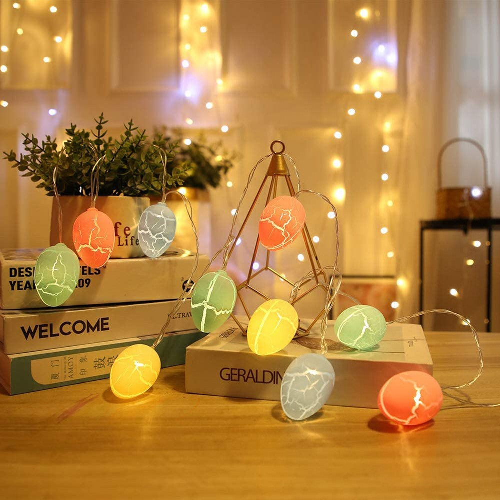Cross-border Easter new LED crack egg rabbit mix and match light string remote control battery box home decoration lights
