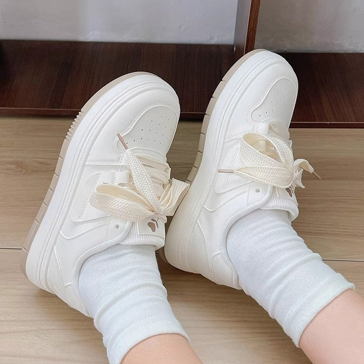 Popular white shoes for women 2026 spring & fall new arrival trendy niche street thick sole sports casual student sports sneakers