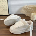 Preppy style national trend niche bread shoes women's ins trend 2026 summer new styleeasiest for matchthick sole round toetie back sneakers