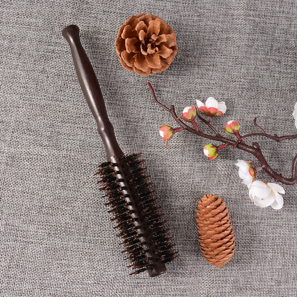 Household hair salon hair, rolling bristles, wooden handle comb, no hair damage, nylon massage comb, cylindrical temperature-resistant hair comb