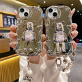 Electroplated mirror finish apple 16 pro violent bear stand phone case iphone xr/11 creative minimalist soft cover