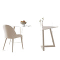 Cream white sintered stone desk - modern minimalist french-inspired light luxury office desk for small spaces - pure white home computer desk